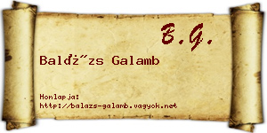 Balázs Galamb névjegykártya